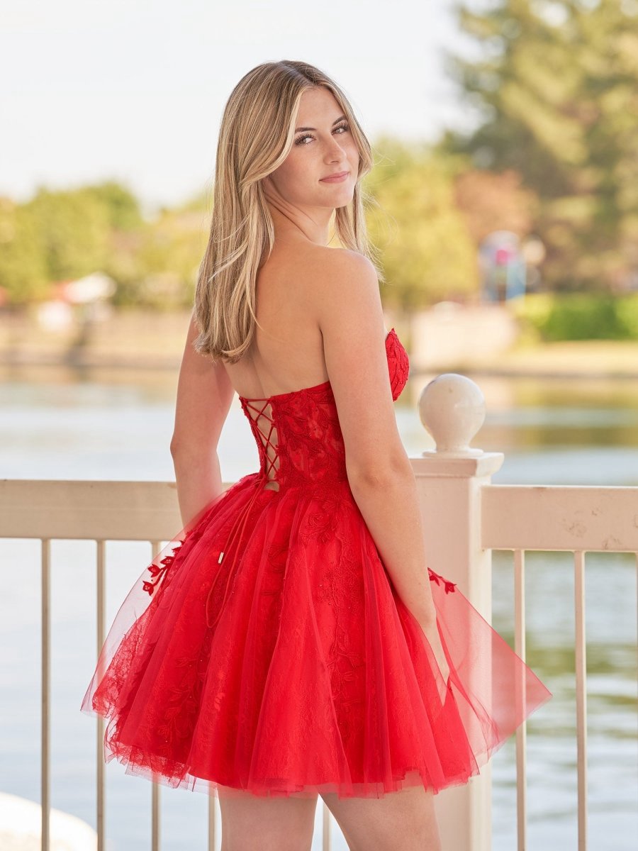 A-line Sweetheart Appliques Lace Homecoming Dresses with Corset Back