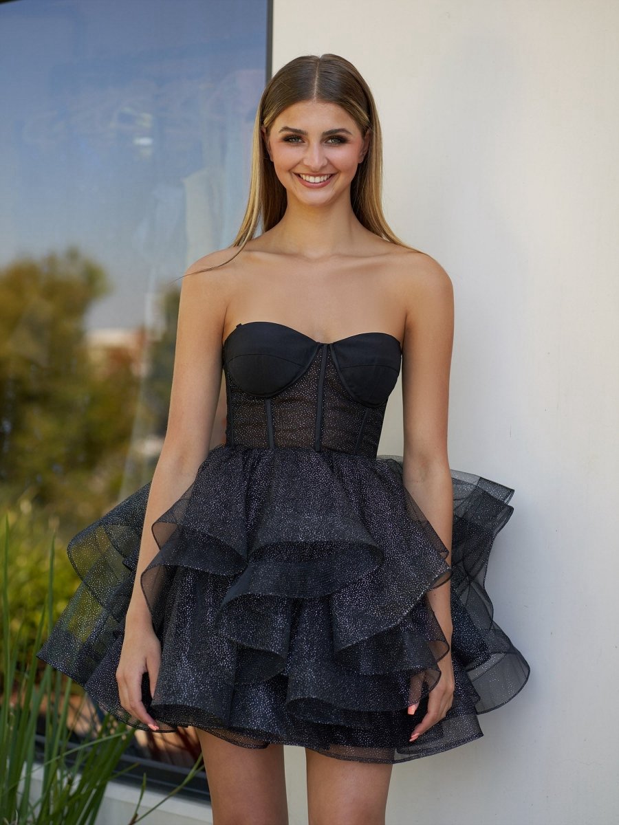 A-line Tulle Short Homecoming Dresses with Ruffles