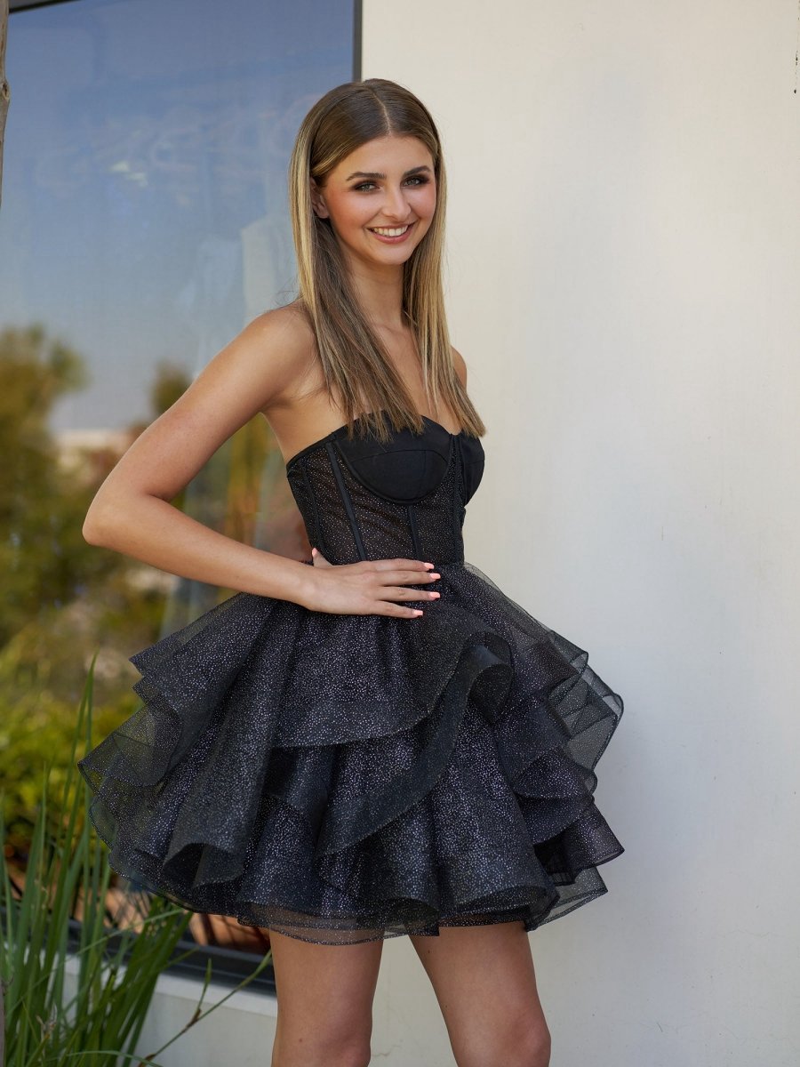 A-line Tulle Short Homecoming Dresses with Ruffles