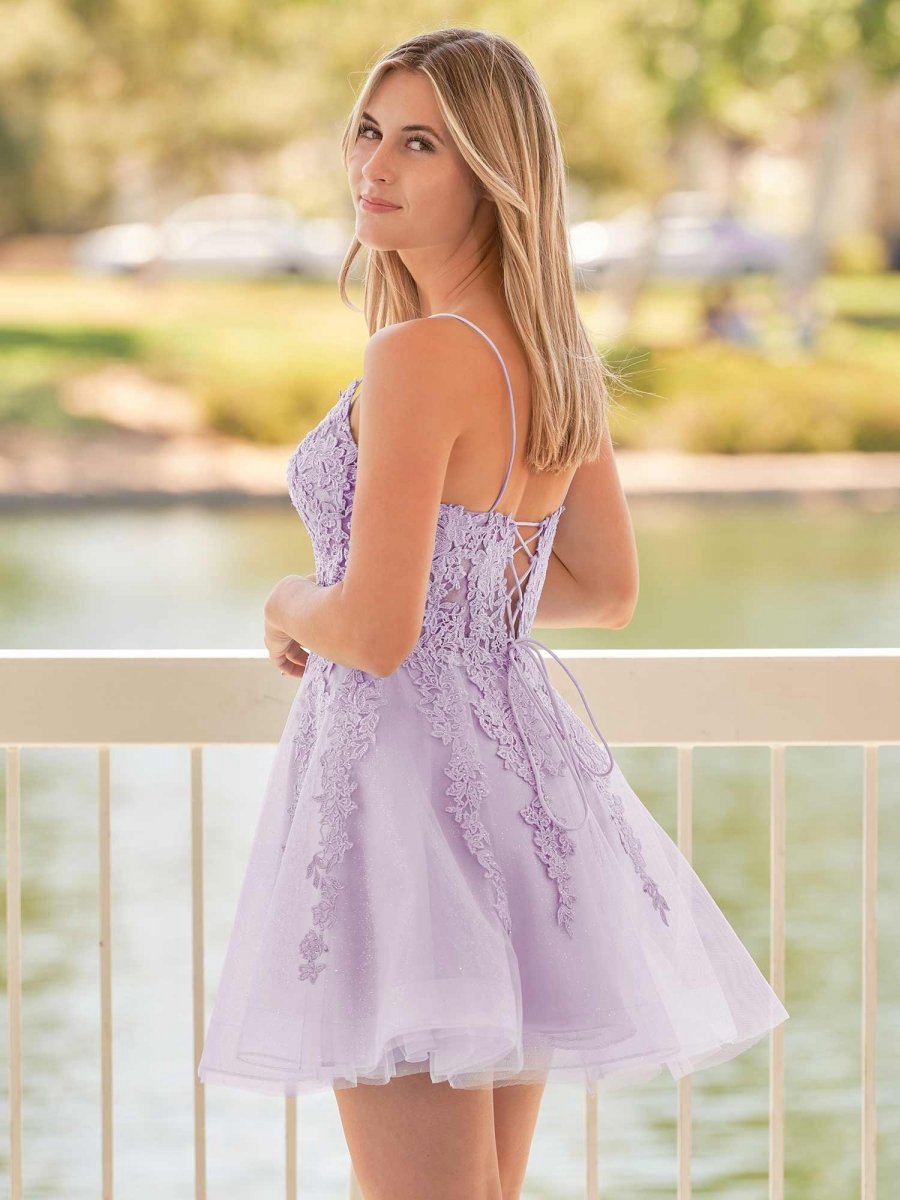 A-line Spaghetti-Straps Lace Homecoming Dresses with Appliques