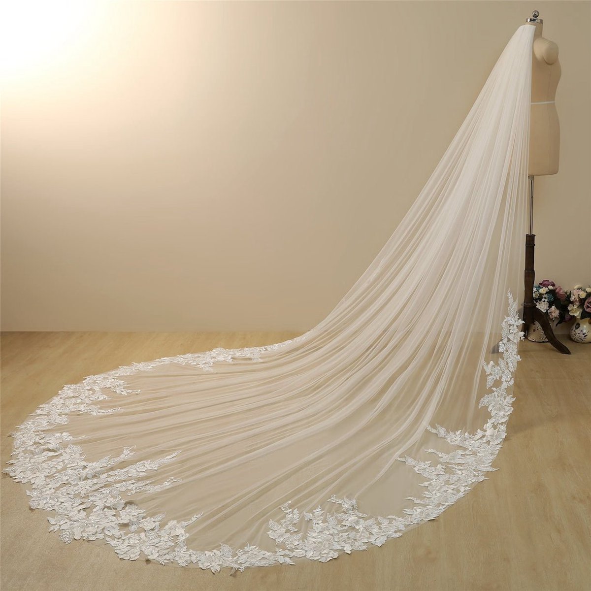 Vintage Lace Trim Transparent Wedding Veil Bridal Veil