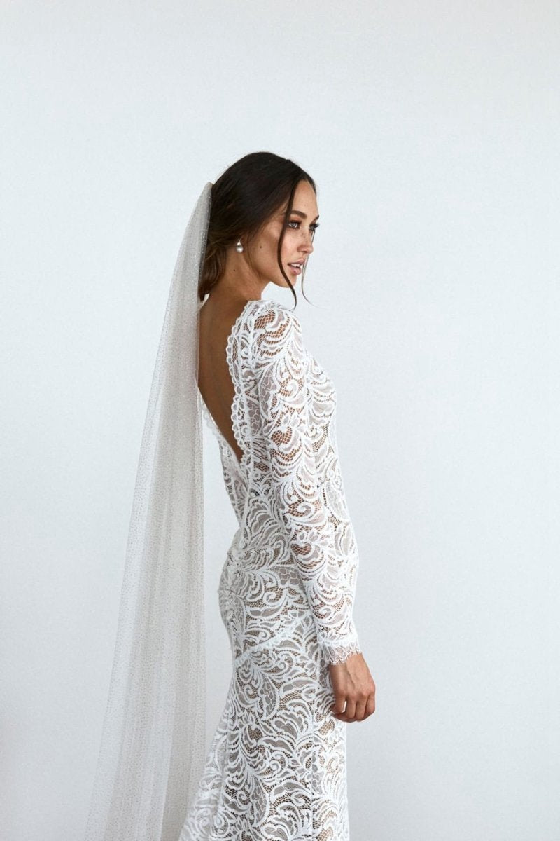 Vintage White Sparkle Tulle Cathedral Wedding Veil