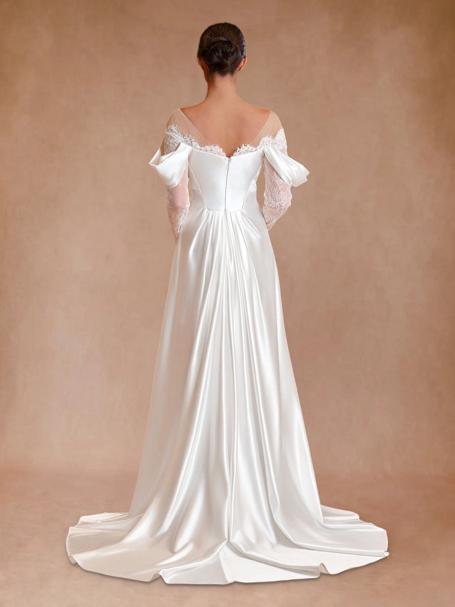 Mermaid Off-the-Shoulder Satin Lace Wedding Dresses