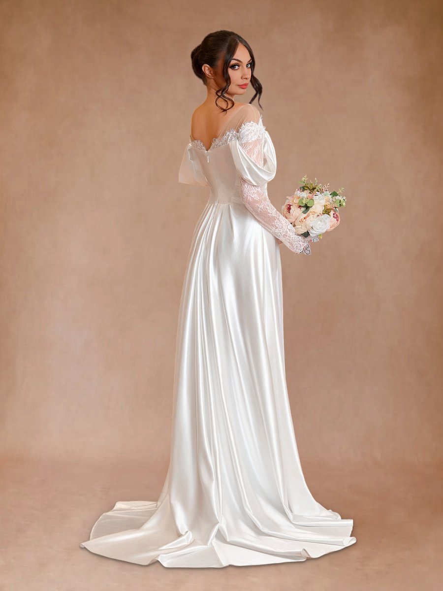 Mermaid Off-the-Shoulder Satin Lace Wedding Dresses