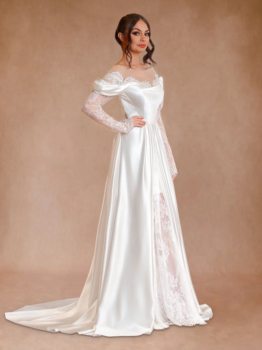 Mermaid Off-the-Shoulder Satin Lace Wedding Dresses