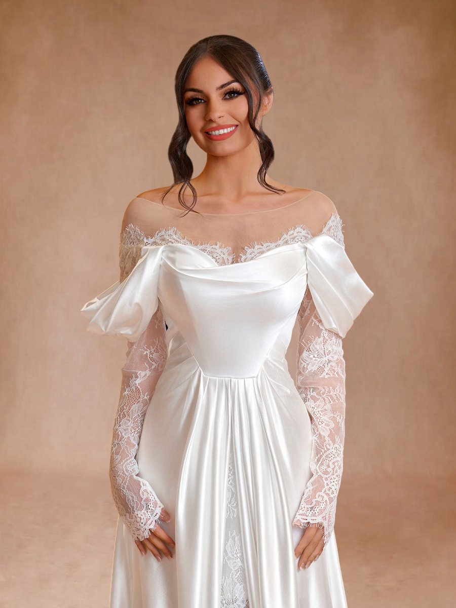 Mermaid Off-the-Shoulder Satin Lace Wedding Dresses