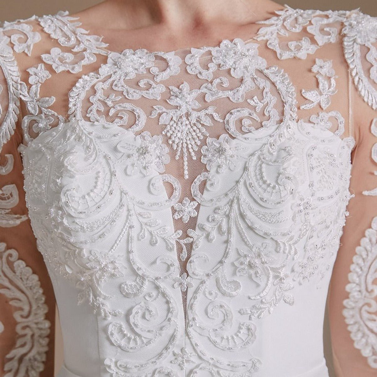 Mermaid Lace Appliques Beaded Wedding Dresses