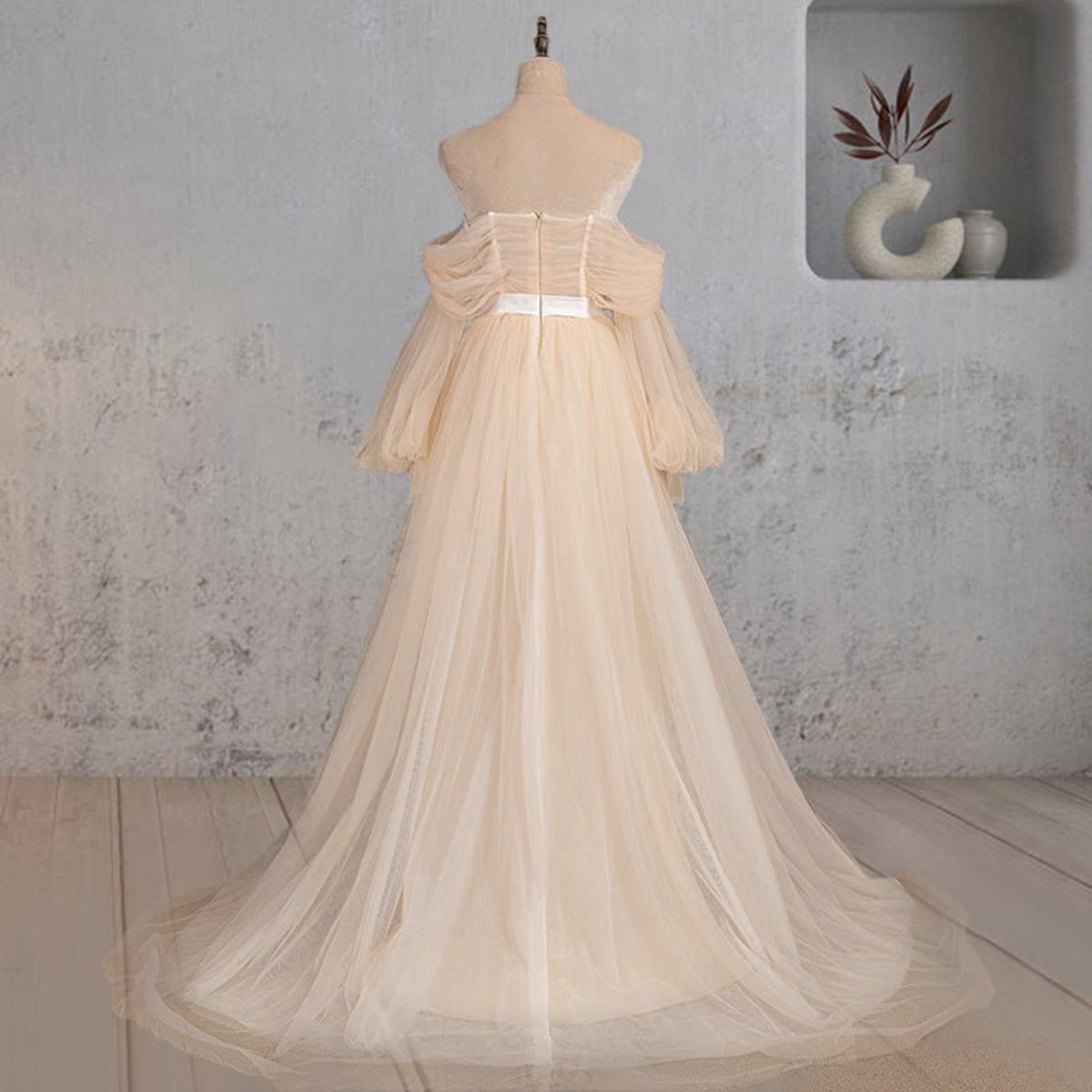 A-line Off-the-Shoulder Long Sleeve Wedding Dresses