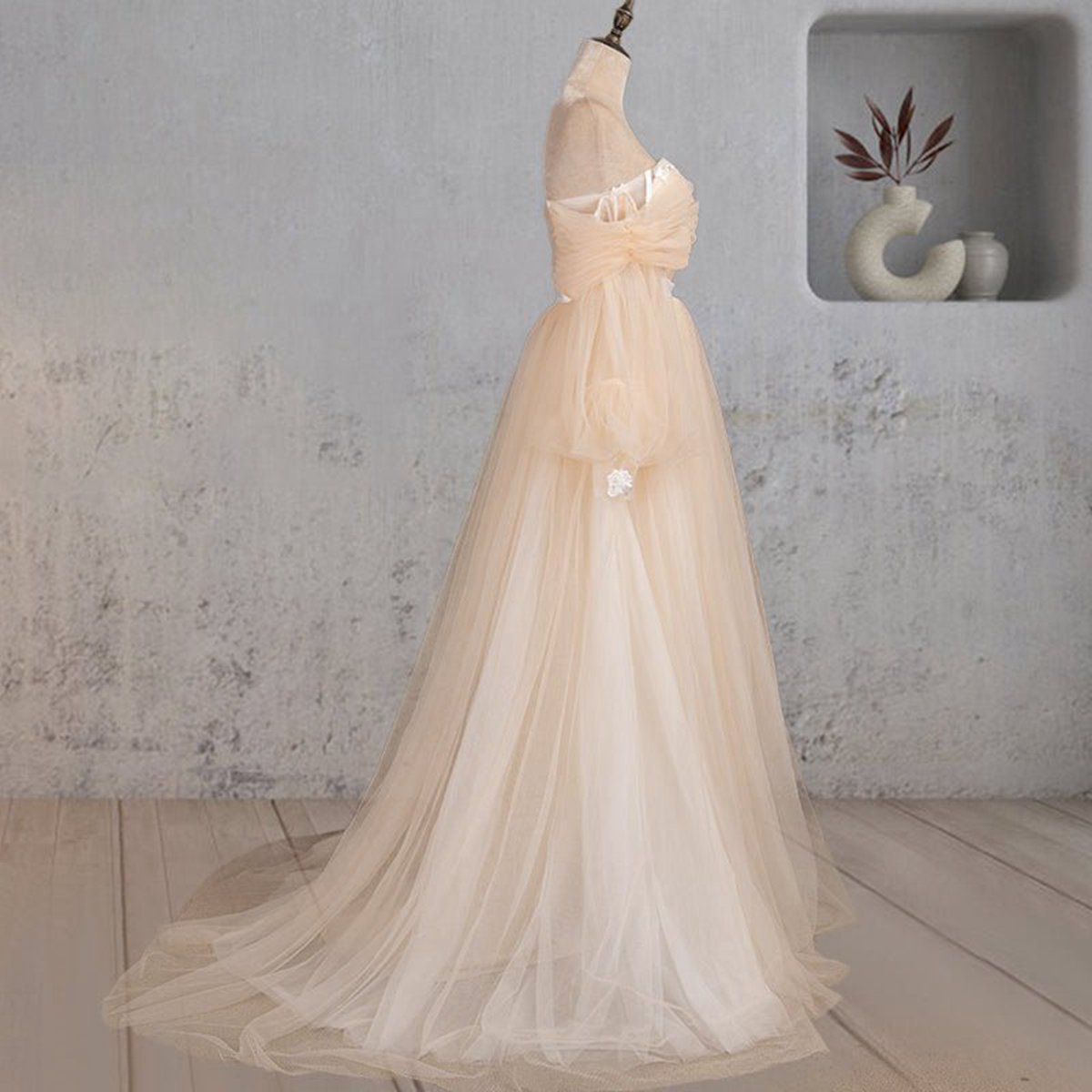A-line Off-the-Shoulder Long Sleeve Wedding Dresses