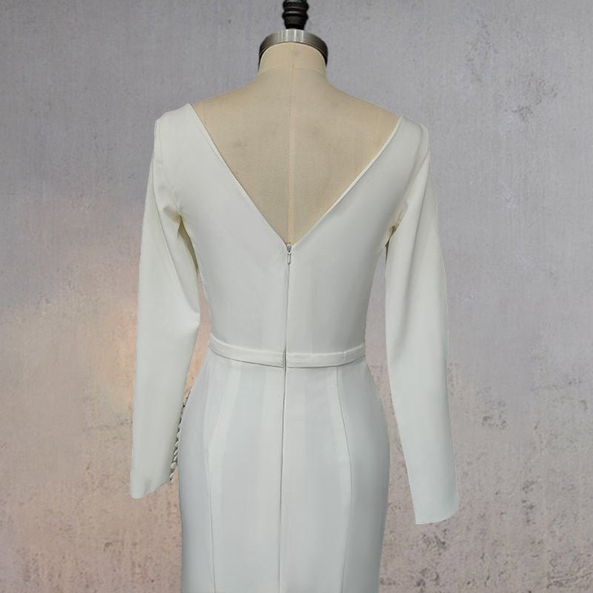 Mermaid Scoop Neck V Back Satin Wedding Dresses