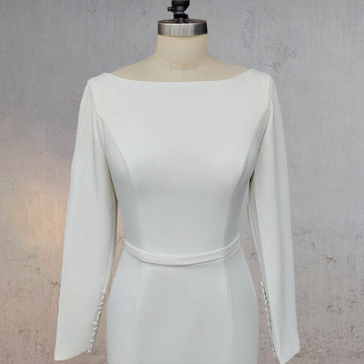 Mermaid Scoop Neck V Back Satin Wedding Dresses