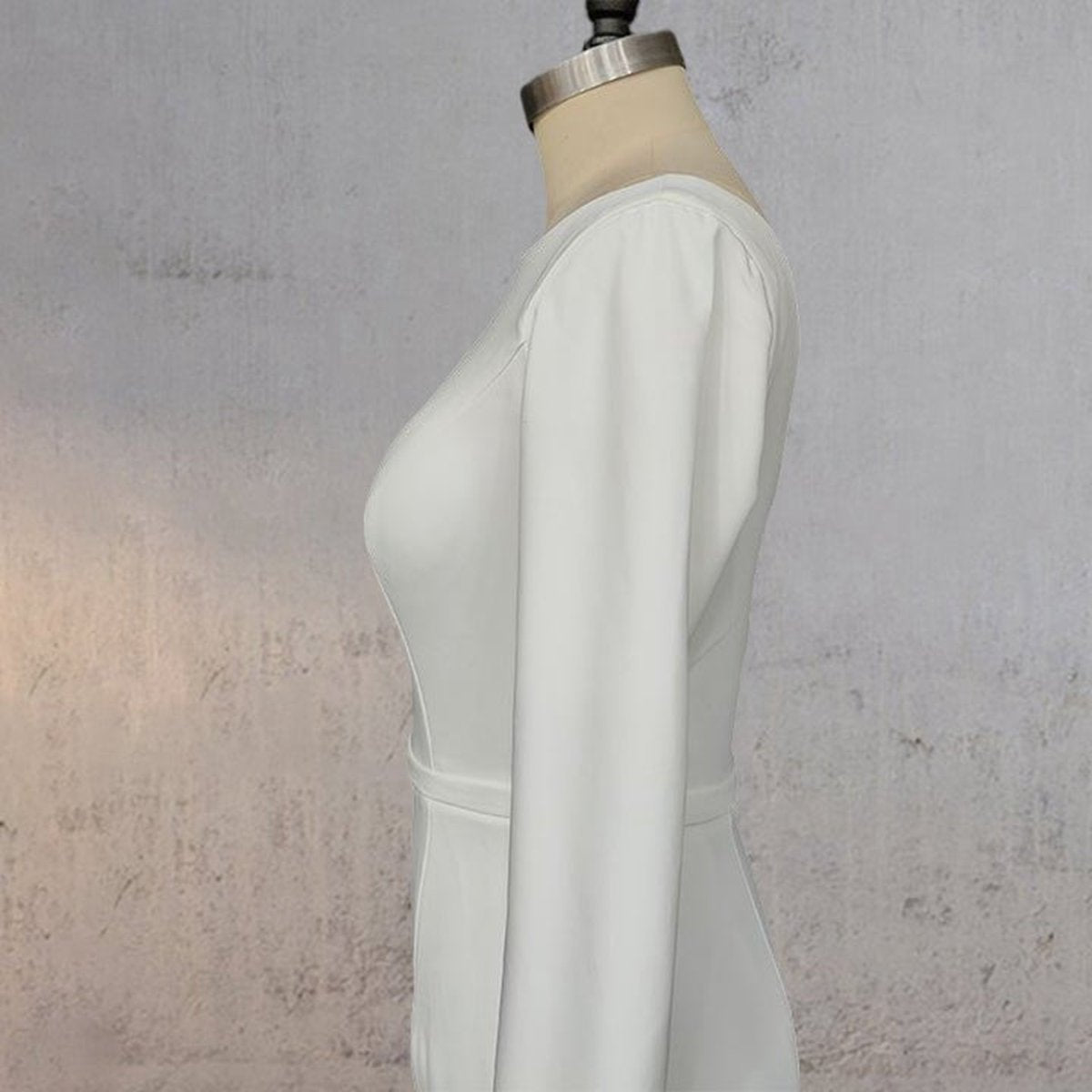 Mermaid Scoop Neck V Back Satin Wedding Dresses