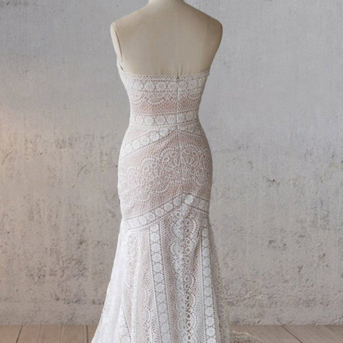 Vintage Mermaid Lace Wedding Dresses with Tassel