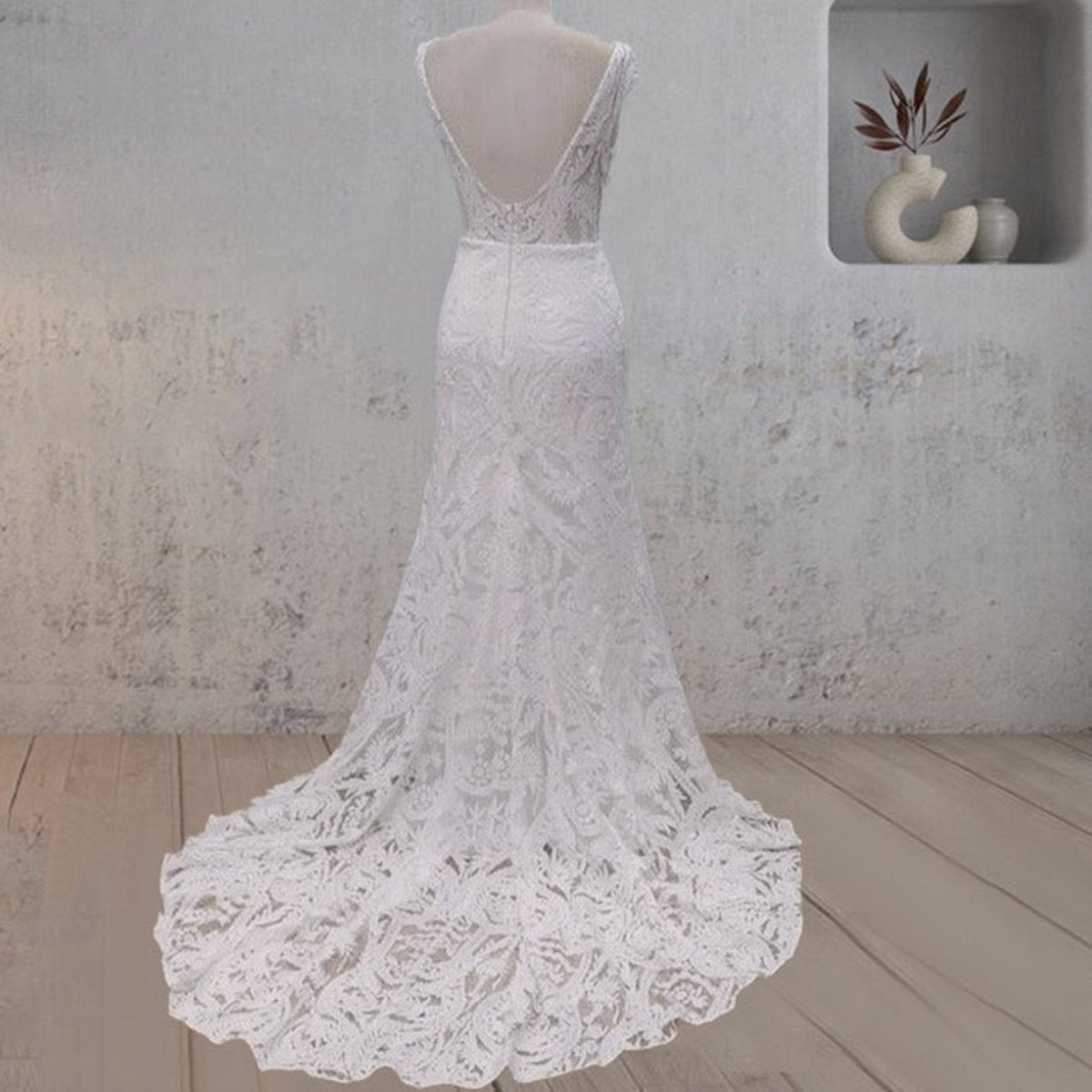 Mermaid Cap Sleeve Lace Wedding Dresses