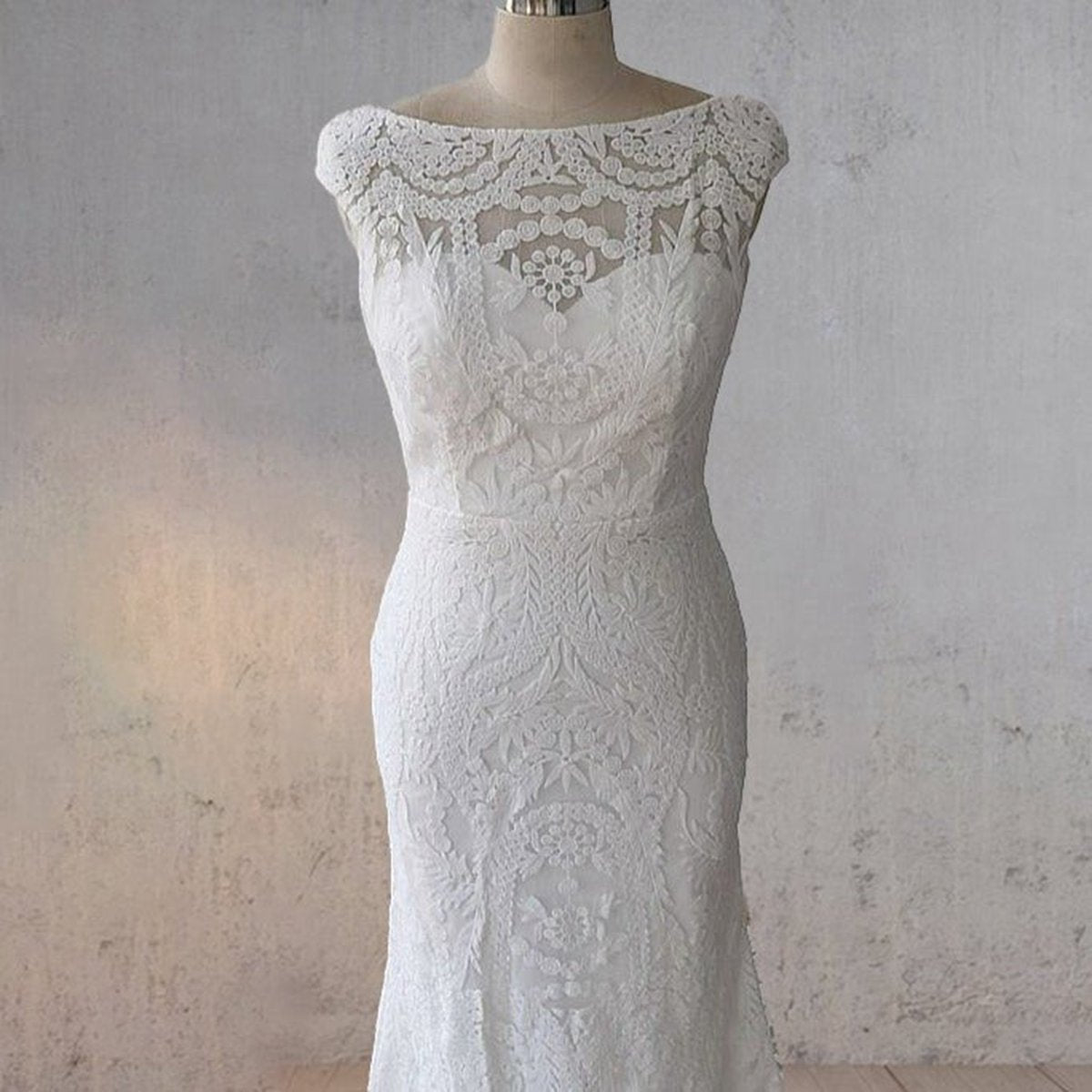 Mermaid Cap Sleeve Lace Wedding Dresses