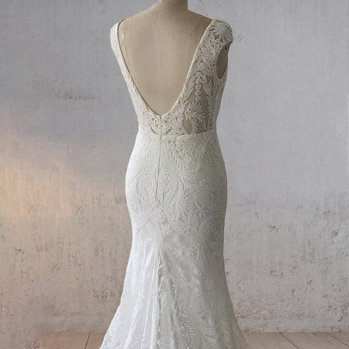 Mermaid Cap Sleeve Lace Wedding Dresses