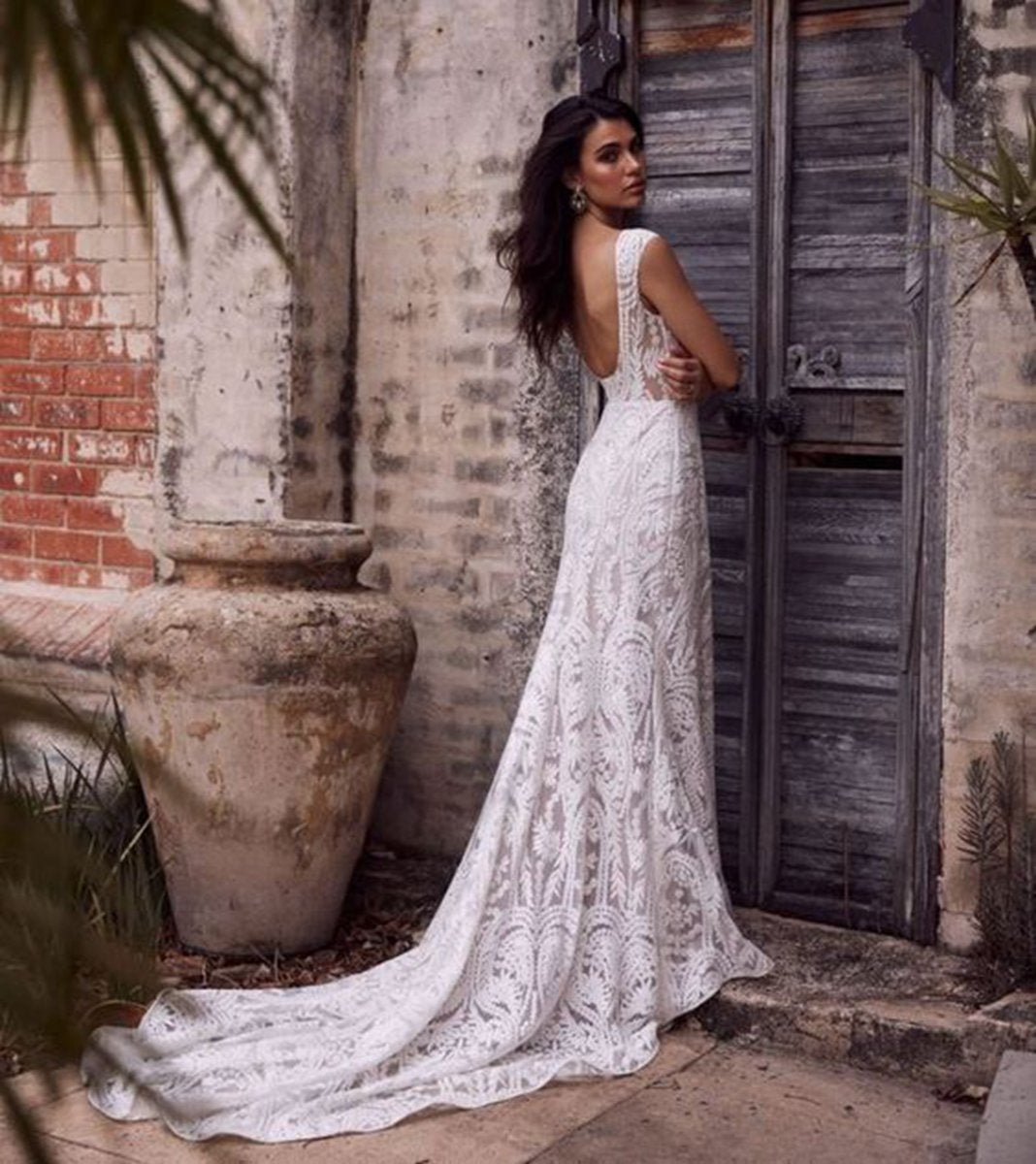 Mermaid Cap Sleeve Lace Wedding Dresses