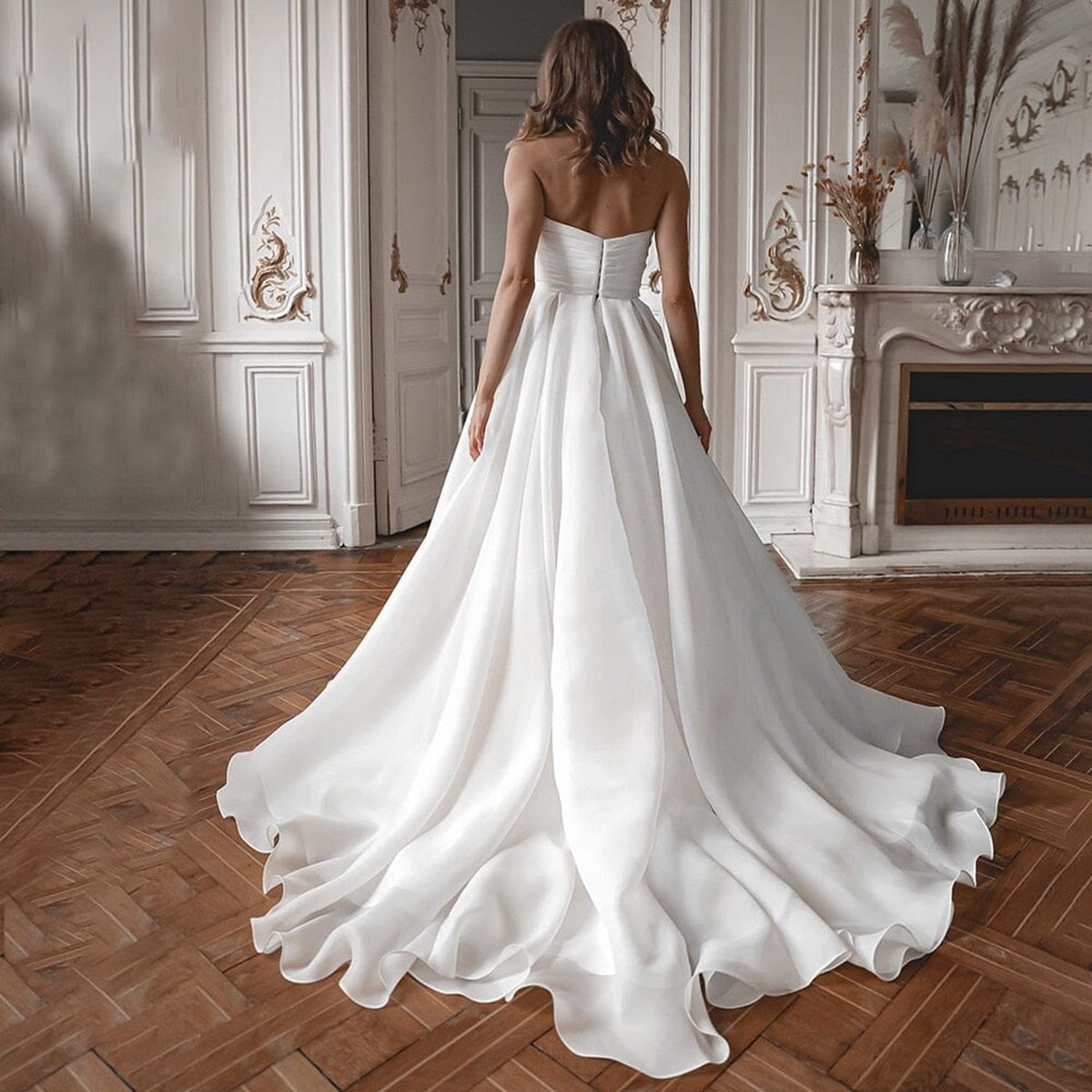 A-line Off the Shoulder Wedding Dresses with Slit