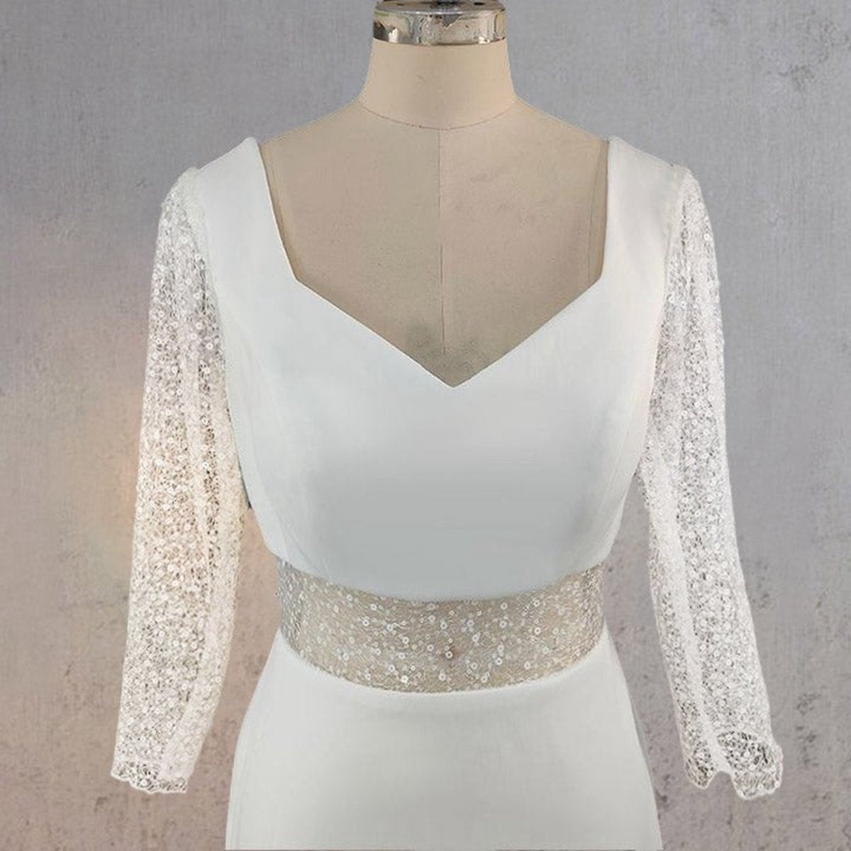 Sheath V Neck Satin Long Wedding Dresses