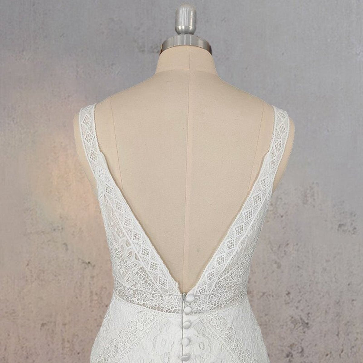Mermaid V Neck Illusion Wedding Dresses