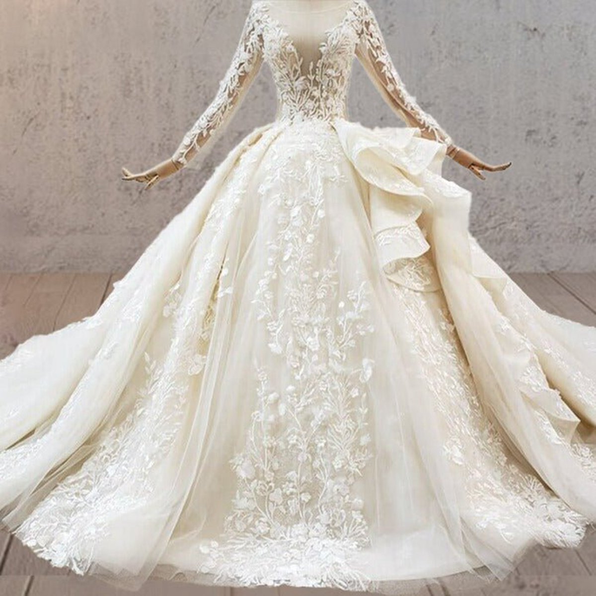 A-line Luxury Sequined Lace Wedding Dresses