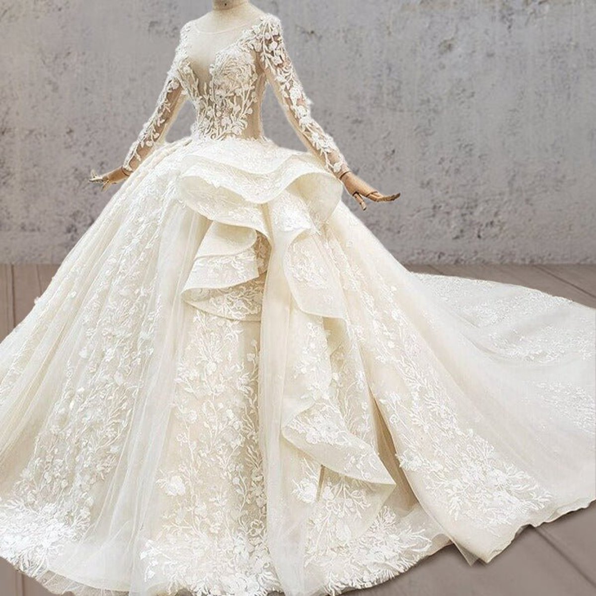 A-line Luxury Sequined Lace Wedding Dresses