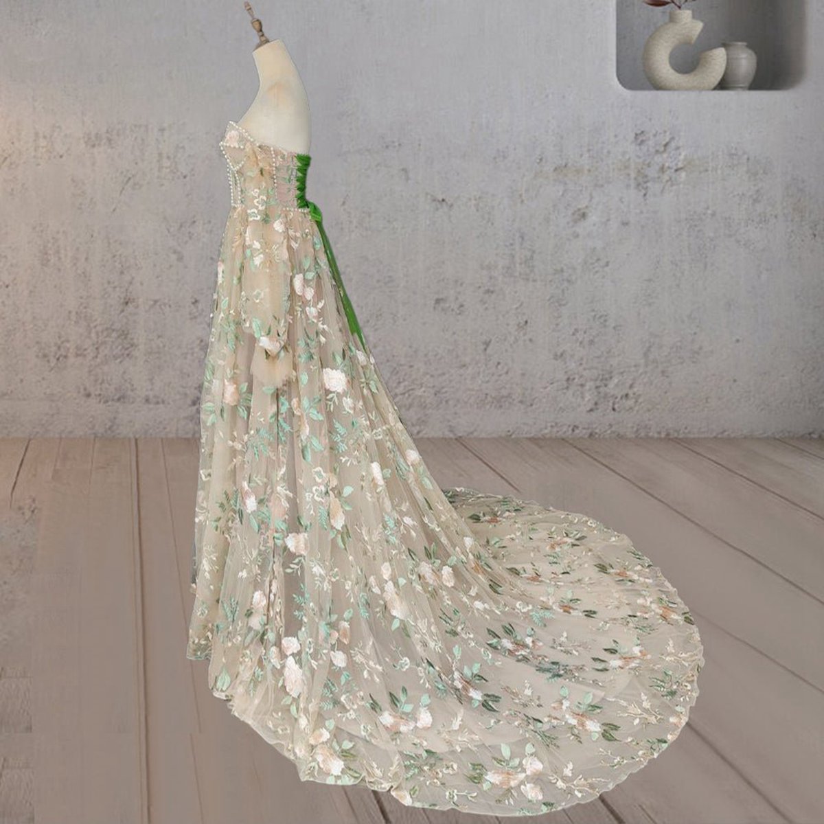 A-line Light Sweetheart Pearl Wedding Dresses