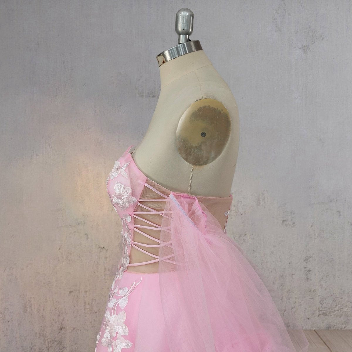 A-line Floral Appliques Polka Dots Wedding Dresses with Slit