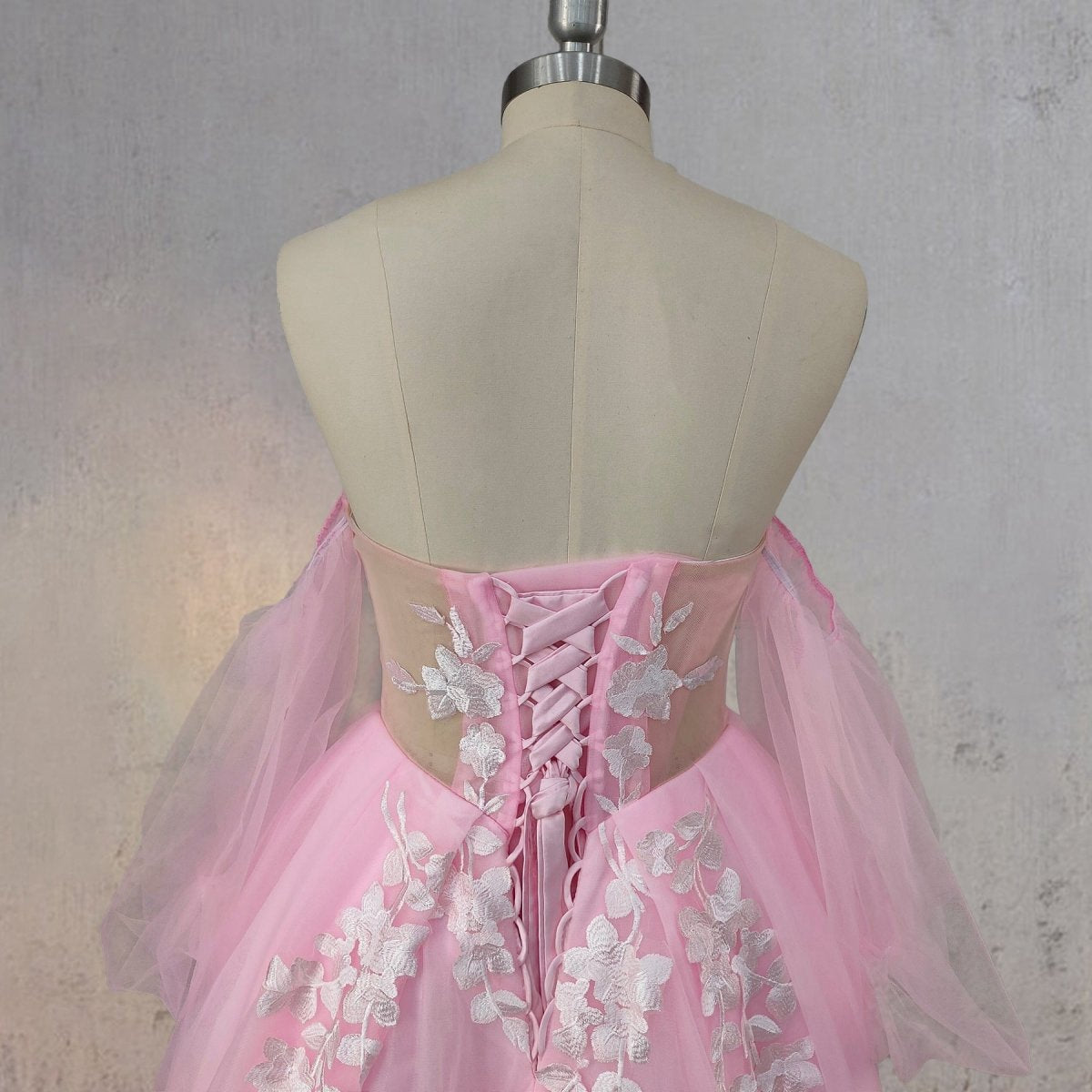 A-line Floral Appliques Polka Dots Wedding Dresses with Slit