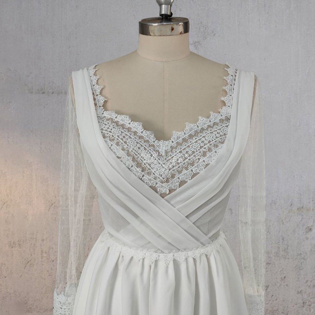 Mermaid Chiffon Long Sleeves Wedding Dresses with Slit