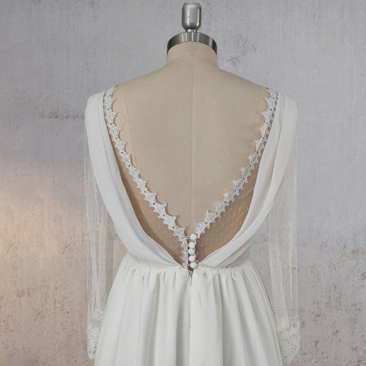 Mermaid Chiffon Long Sleeves Wedding Dresses with Slit