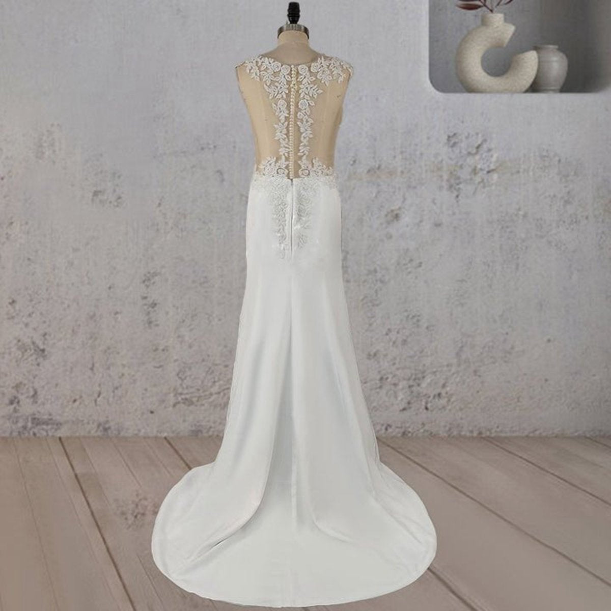 Mermaid Illusion Lace Appliqued Wedding Dresses