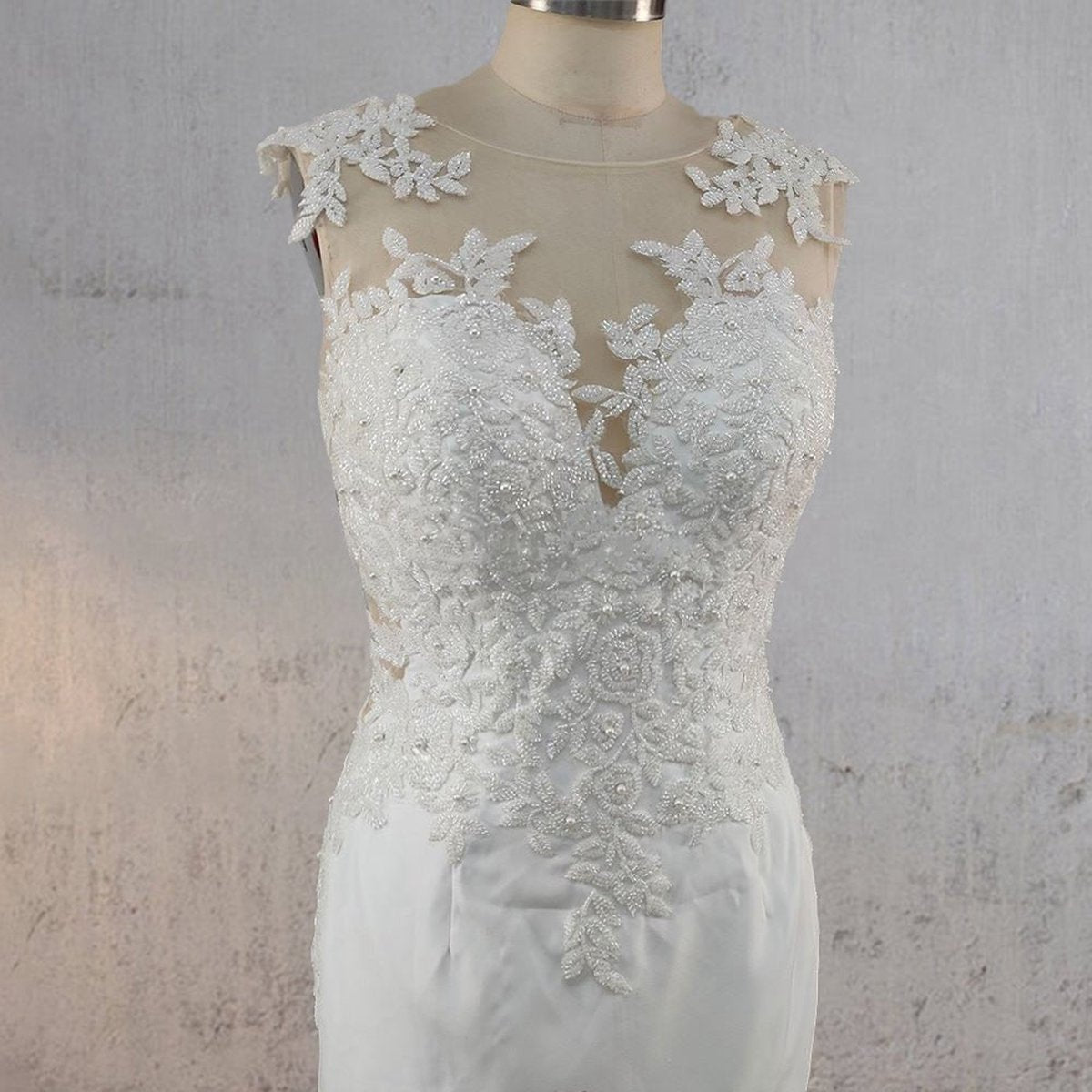 Mermaid Illusion Lace Appliqued Wedding Dresses