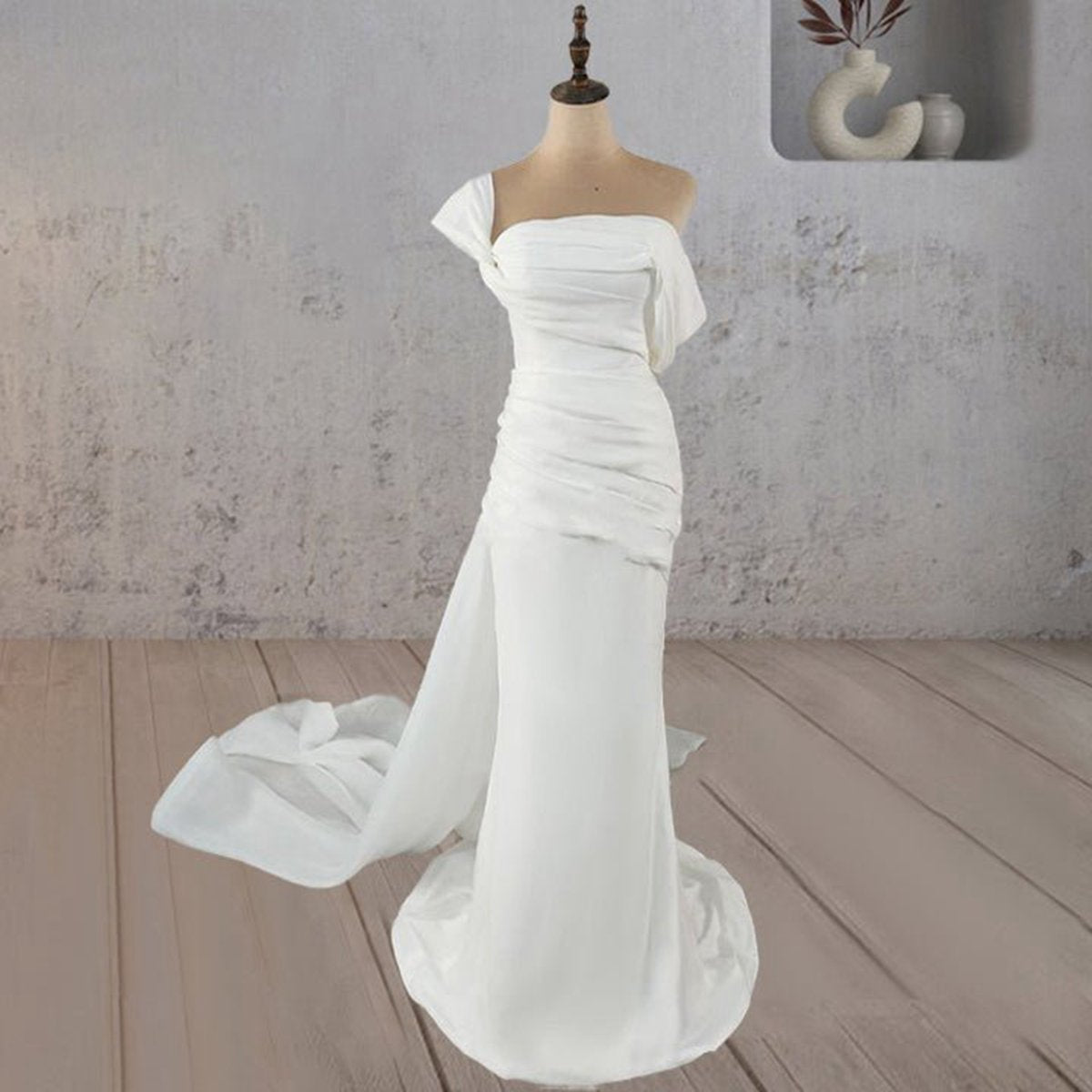 Mermaid Ruched Off-Shoulder Beauty Wedding Dresses with Train