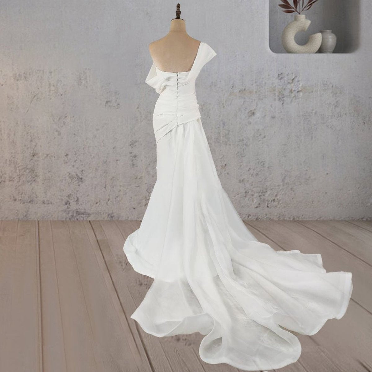 Mermaid Ruched Off-Shoulder Beauty Wedding Dresses with Train