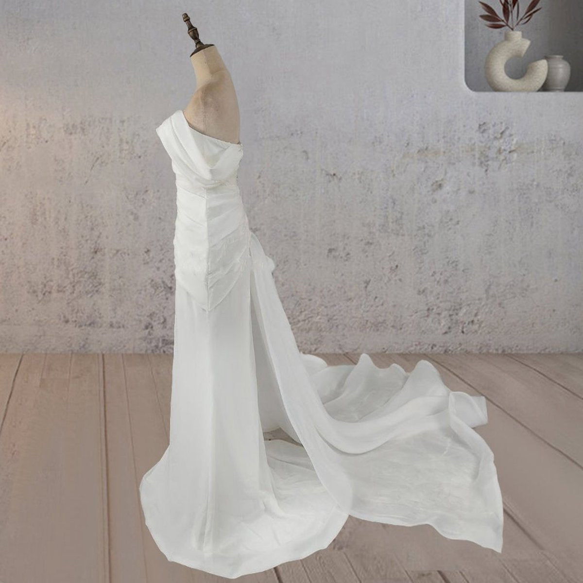 Mermaid Ruched Off-Shoulder Beauty Wedding Dresses with Train