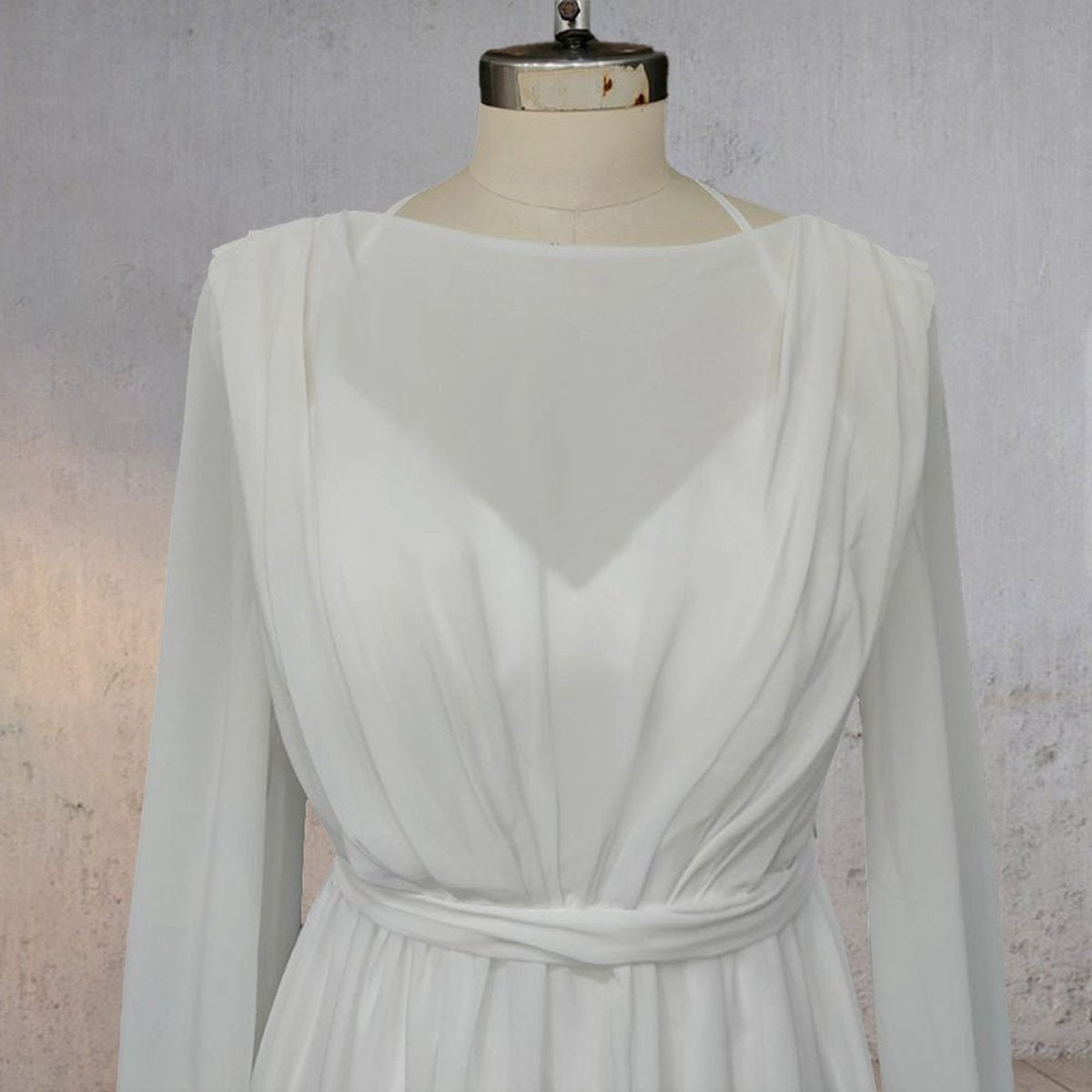 A-line Chiffon Elegance Wedding Dresses with Sweep Train