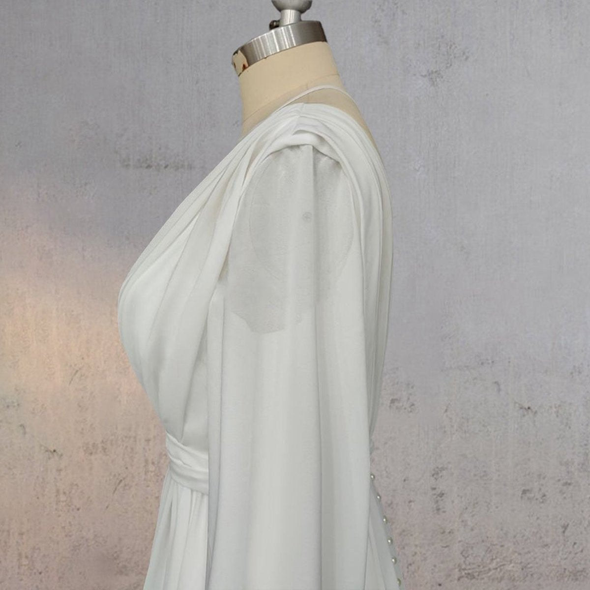 A-line Chiffon Elegance Wedding Dresses with Sweep Train