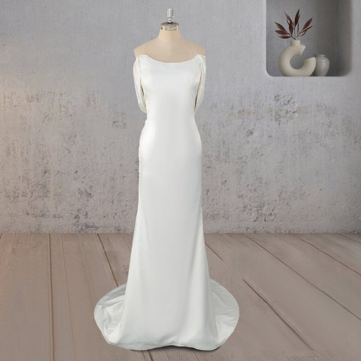 Mermaid Off Shoulder Appliqued Wedding Dresses with Backless