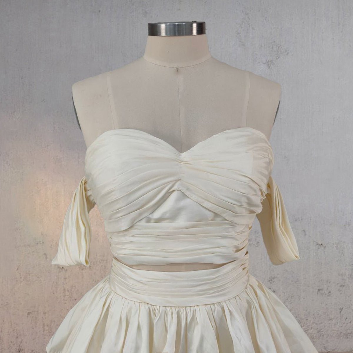 A-line Beige Multi-TieRuffles Wedding Dresses