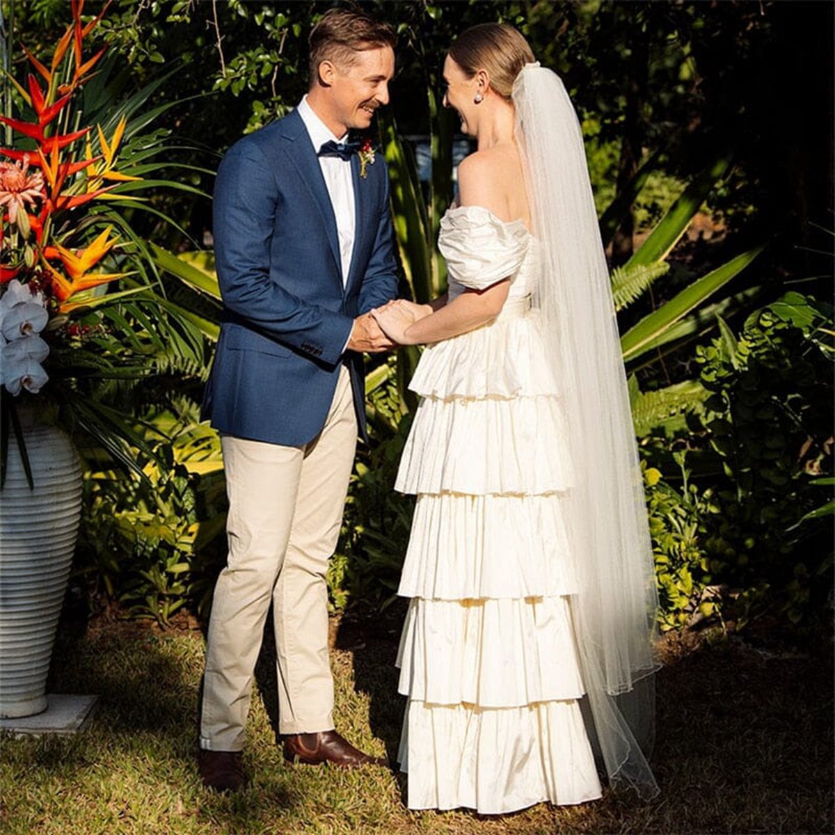 A-line Beige Multi-TieRuffles Wedding Dresses