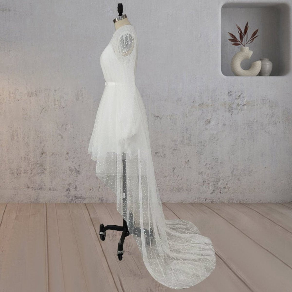 A-line Polka Dot Illusion Charm Asymmetrical Wedding Dresses