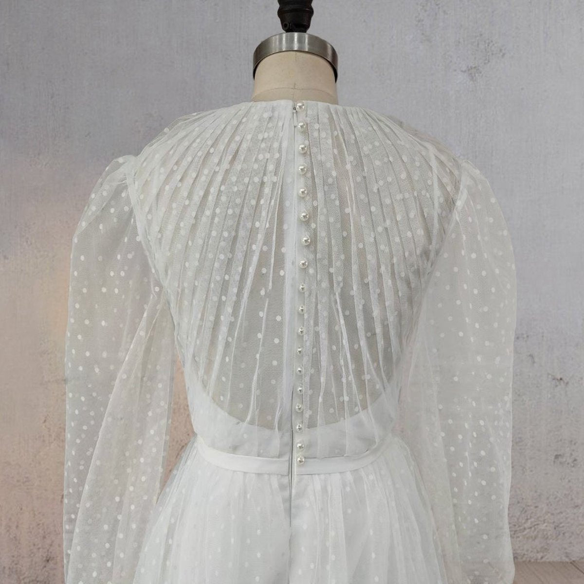 A-line Polka Dot Illusion Charm Asymmetrical Wedding Dresses