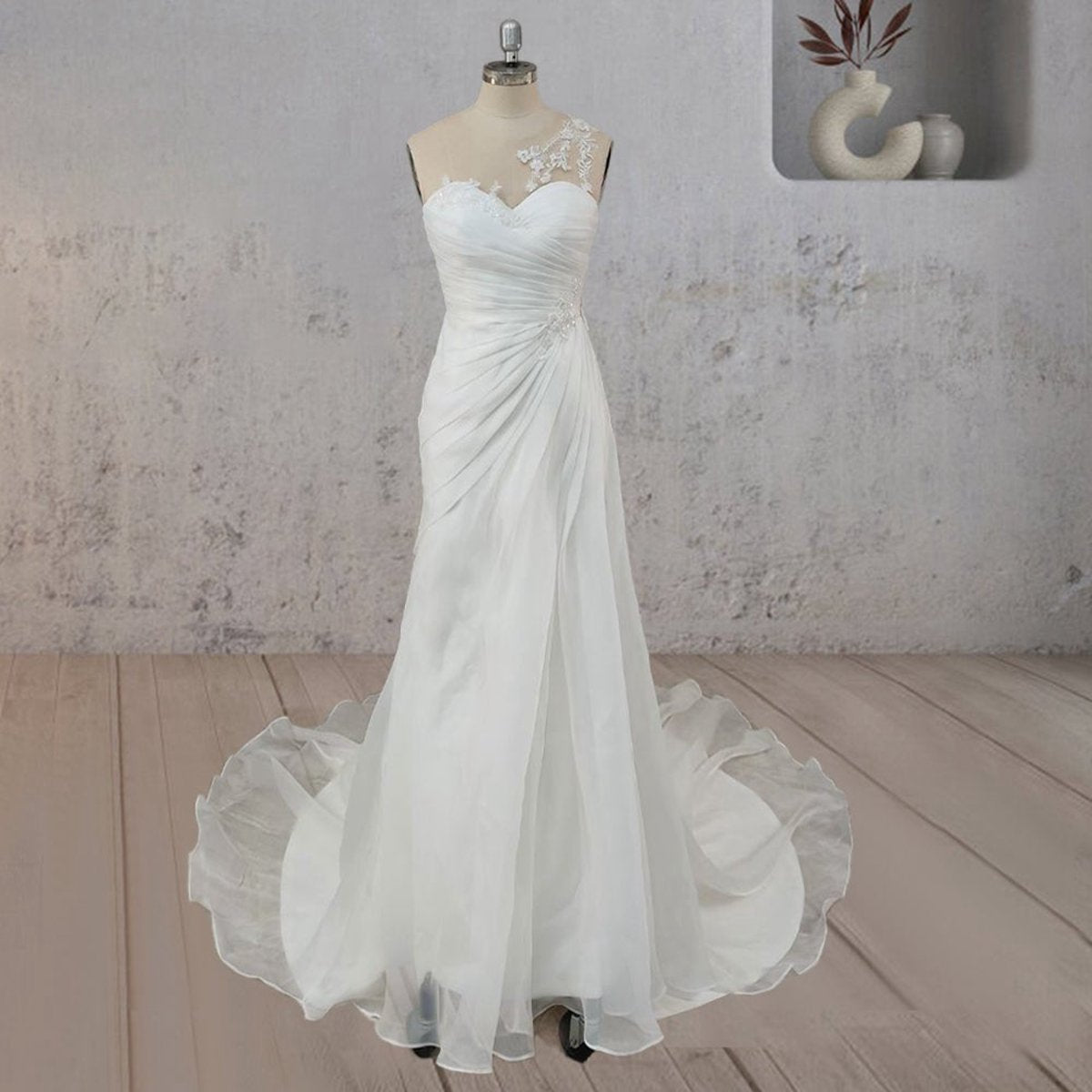 Mermaid Pearled Enchantment Lace Appliqued Wedding Dresses