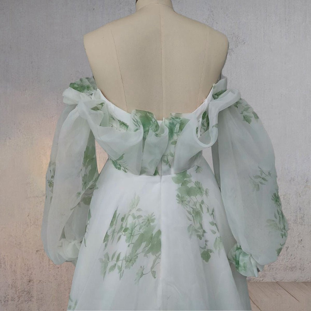 A-line Floral Appliqued Majesty Bridal Wedding Dresses with Ruffles