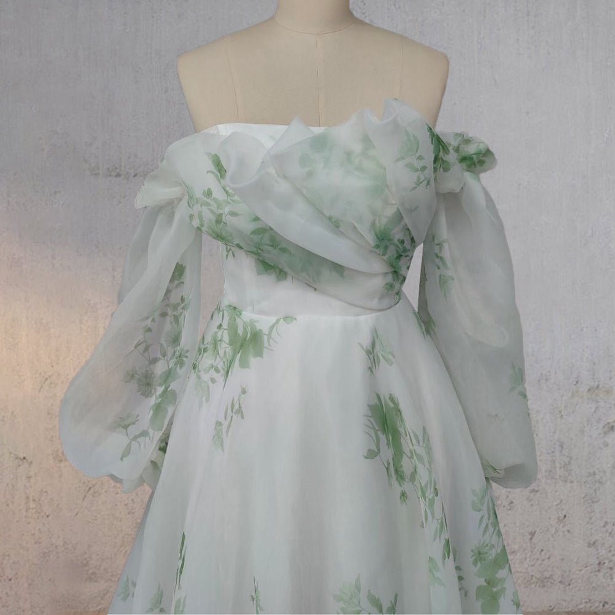 A-line Floral Appliqued Majesty Bridal Wedding Dresses with Ruffles
