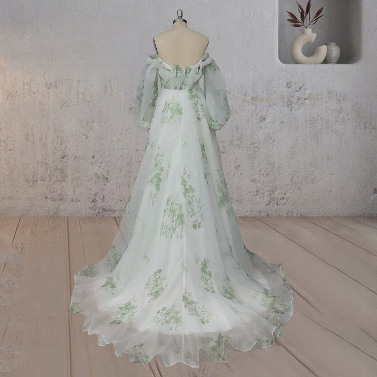 A-line Floral Appliqued Majesty Bridal Wedding Dresses with Ruffles