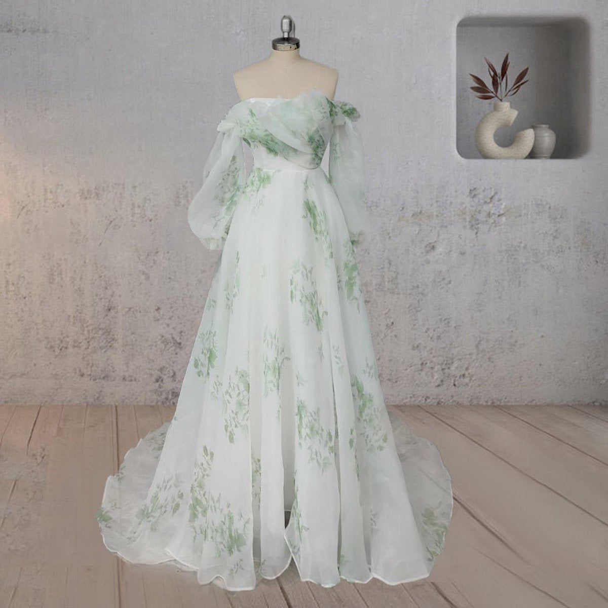 A-line Floral Appliqued Majesty Bridal Wedding Dresses with Ruffles