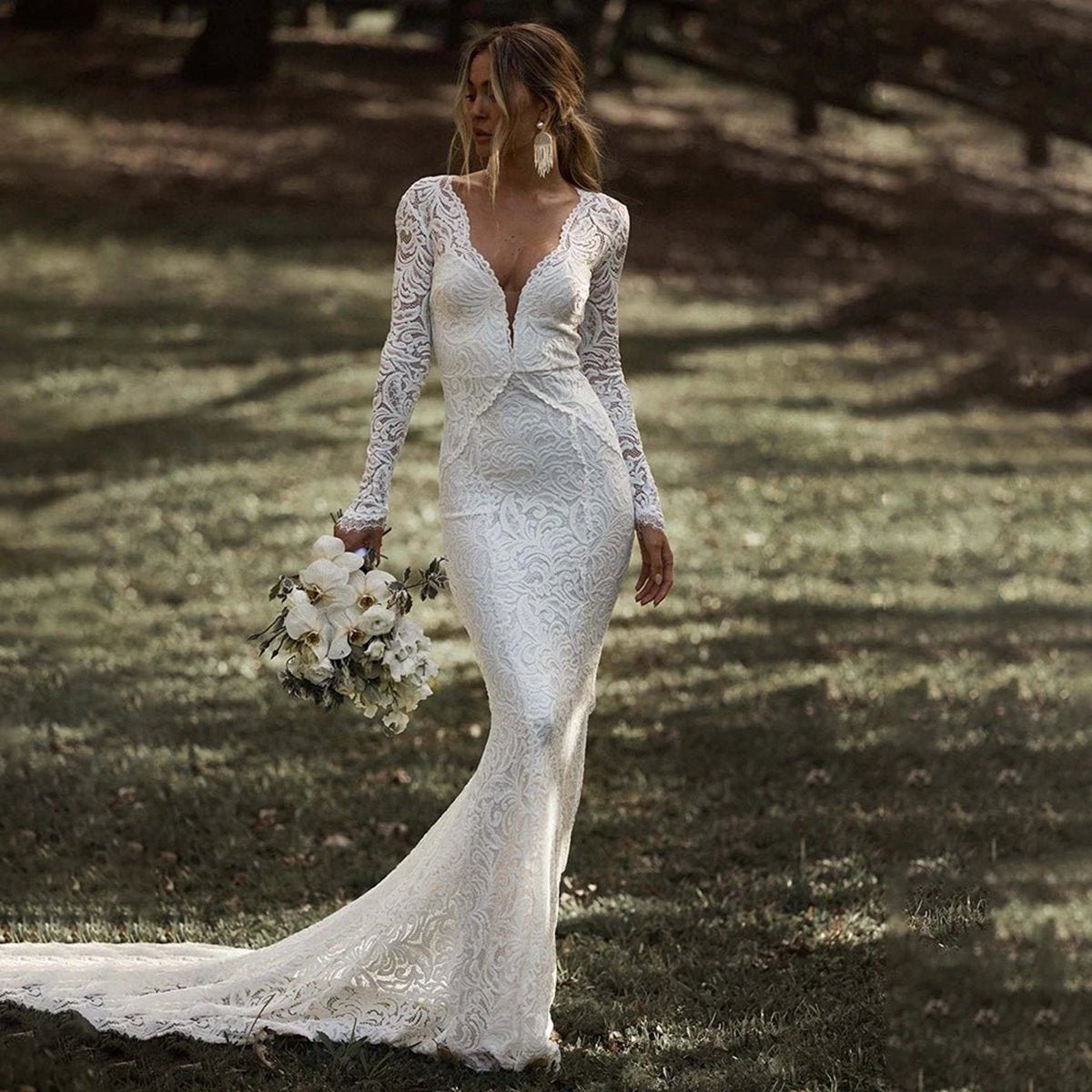 Mermaid Whisper Lace Embroidery Bridal Gown Wedding Dresses