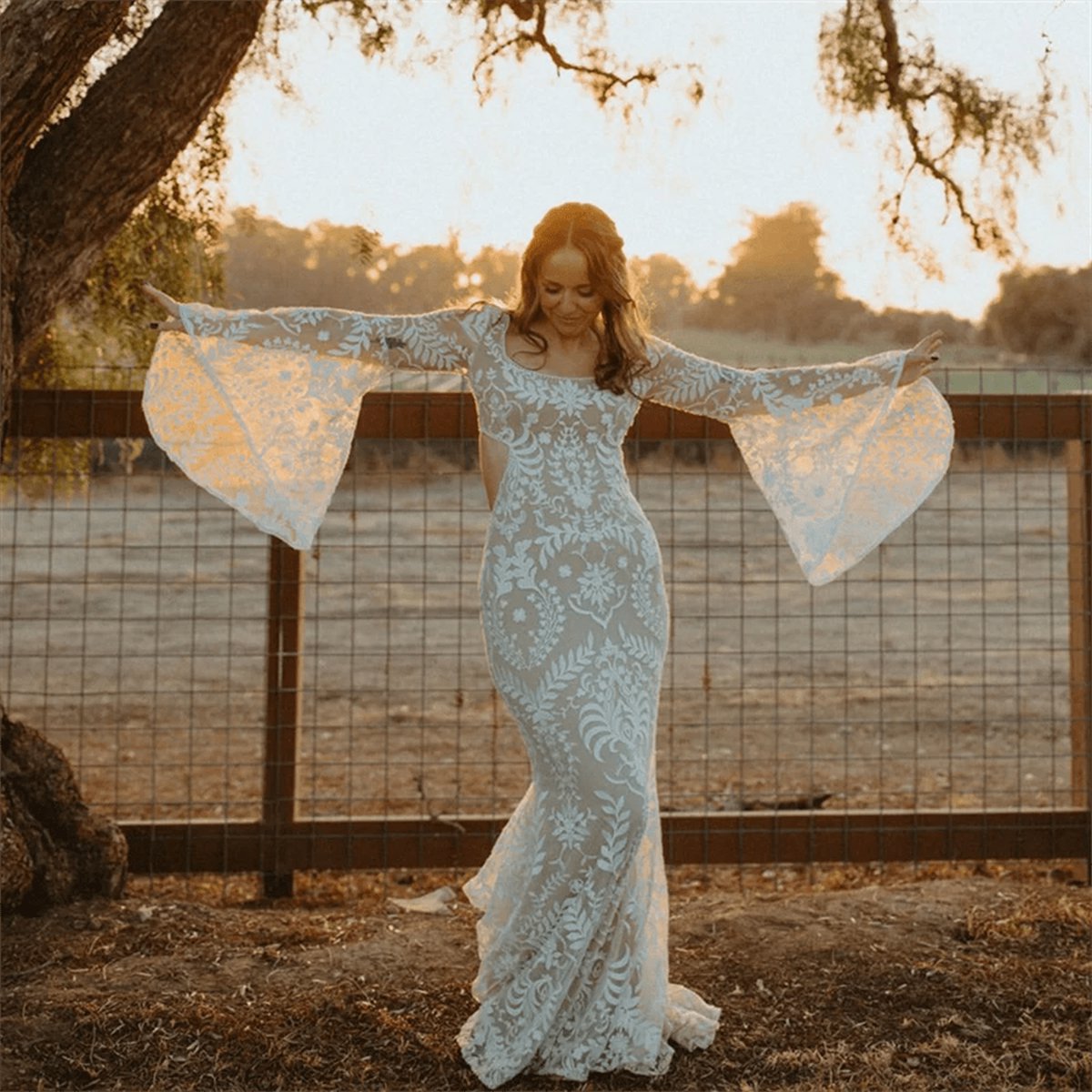 Mermaid Enchantment Flower Prints Wedding Dresses